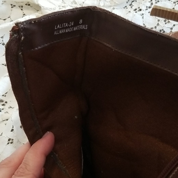 Brown Pocket Suede Heeled Ankle Boots - Picture 4 of 6